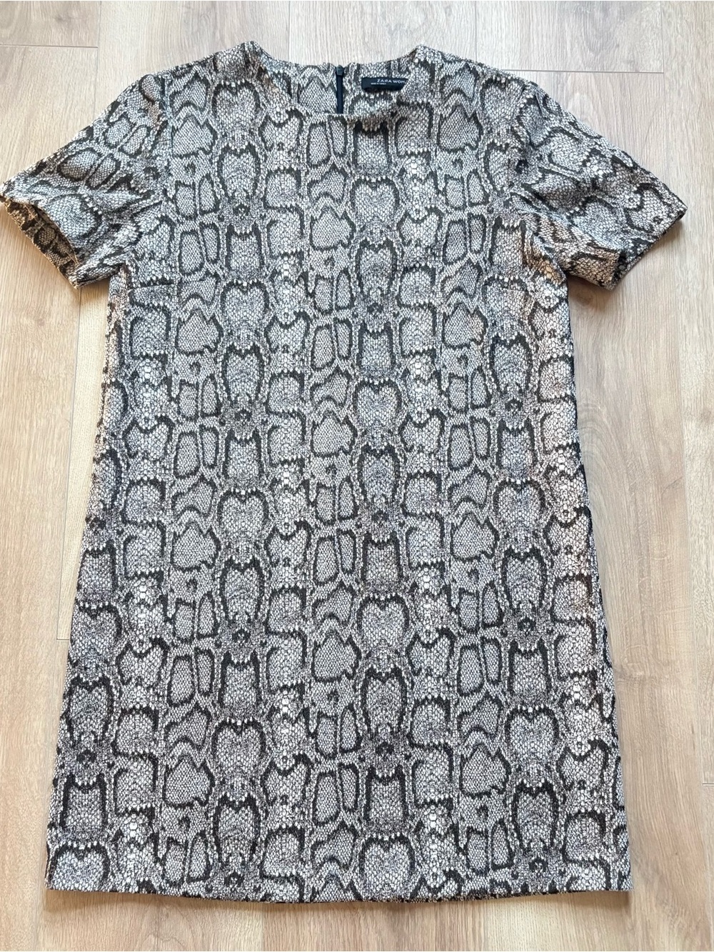 Zara Snakeskin Mini Dress Holiday Party Thanksgiving Winter Layering XS